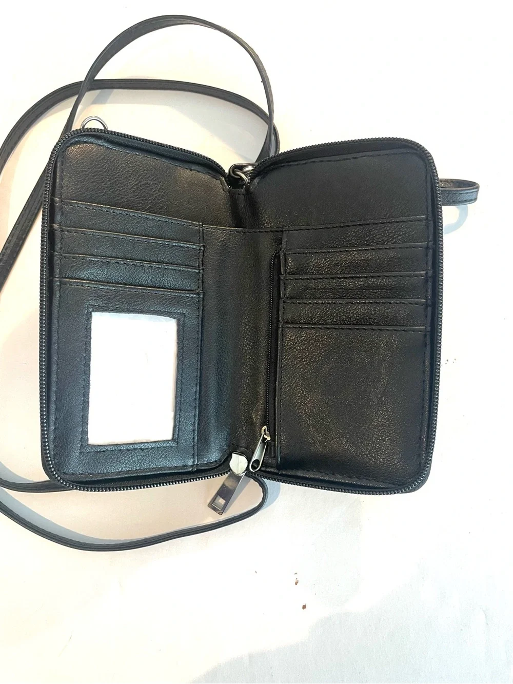 NWOT: Black Leather Crossbody Phone Bag